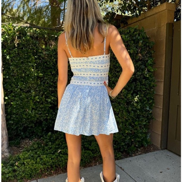 Blue Floral Mini Dress - Picture 3 of 3